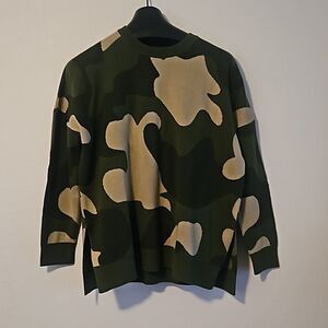 Mud Pie Autumn Green Camouflage Sweater M